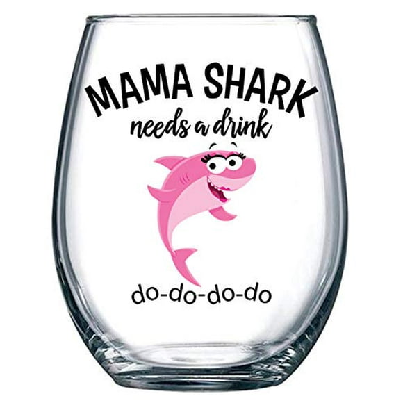 Clear, Glass Veracco Daddy Shark Needs a Drink Stemless Wine Glass Funny Shark Gifts For Dad Papa Clear, Glass Veracco Daddy Shark Needs a Drink Stemless Wine Glass Funny Shark Gifts For Dad Papa